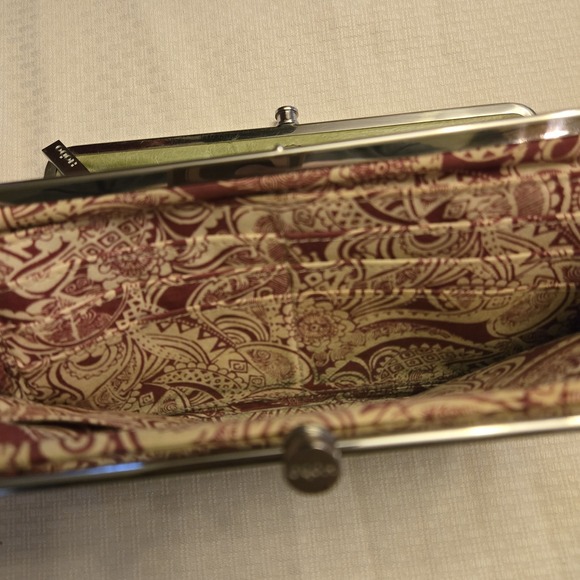 Vtg Hobo International Lauren Leather Double-Frame Clutch Wallet Citrine Green - Picture 5 of 14